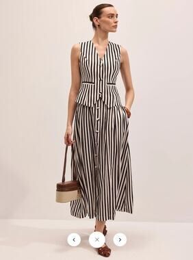 NWT Commense Striped Sleeveless Vest & Maxi Skirt Set Sz L
